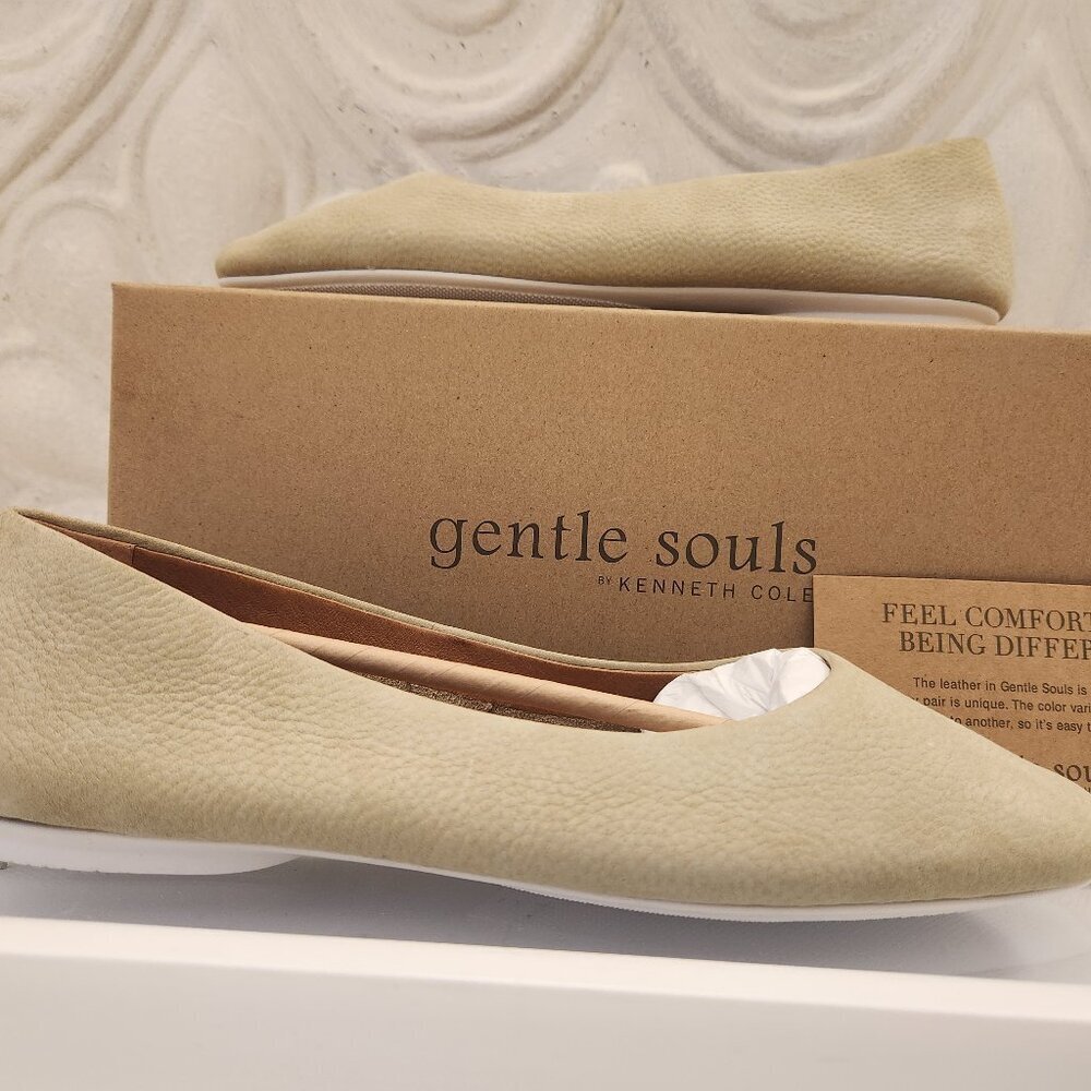 GENTLE SOULS Eugene Lime Leather Travel Ballet Flats. NIB. Size: Various